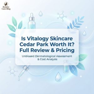 Featured image showing the title ‘Is Vitalogy Skincare Cedar Park Worth It? Full Review & Pricing’ on a clean, modern skincare-themed background.