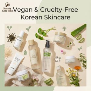 Vegan and cruelty-free Korean skincare products with plant-based ingredients and clean beauty design